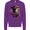 African Elephant Ecology Kids Sweatshirt Jumper Purple