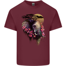 African Elephant Ecology Mens Cotton T-Shirt Tee Top Maroon
