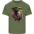 African Elephant Ecology Mens Cotton T-Shirt Tee Top Military Green
