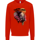African Elephant Ecology Mens Sweatshirt Jumper Bright Red