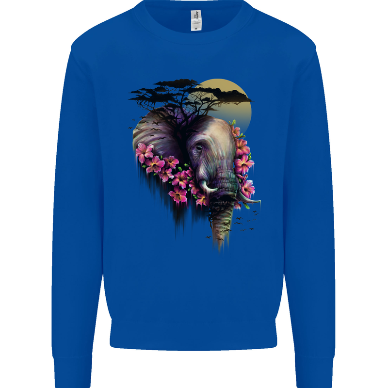 African Elephant Ecology Mens Sweatshirt Jumper Royal Blue