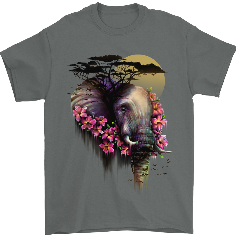 African Elephant Ecology Mens T-Shirt Cotton Gildan Charcoal