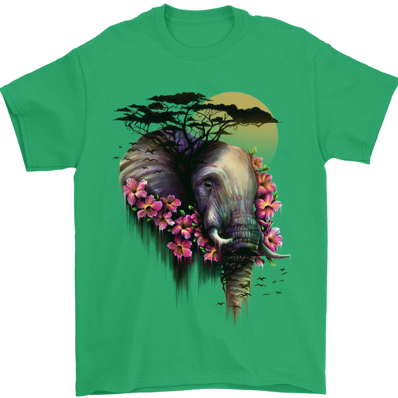 African Elephant Ecology Mens T-Shirt Cotton Gildan Irish Green