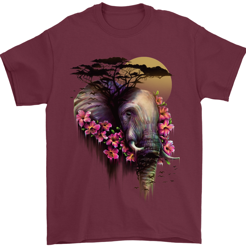 African Elephant Ecology Mens T-Shirt Cotton Gildan Maroon
