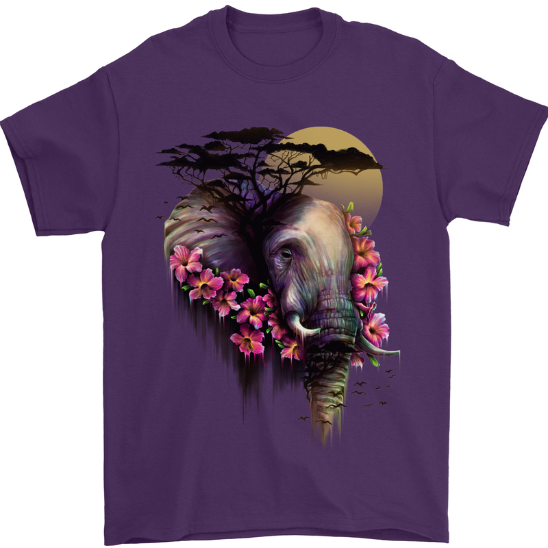 African Elephant Ecology Mens T-Shirt Cotton Gildan Purple