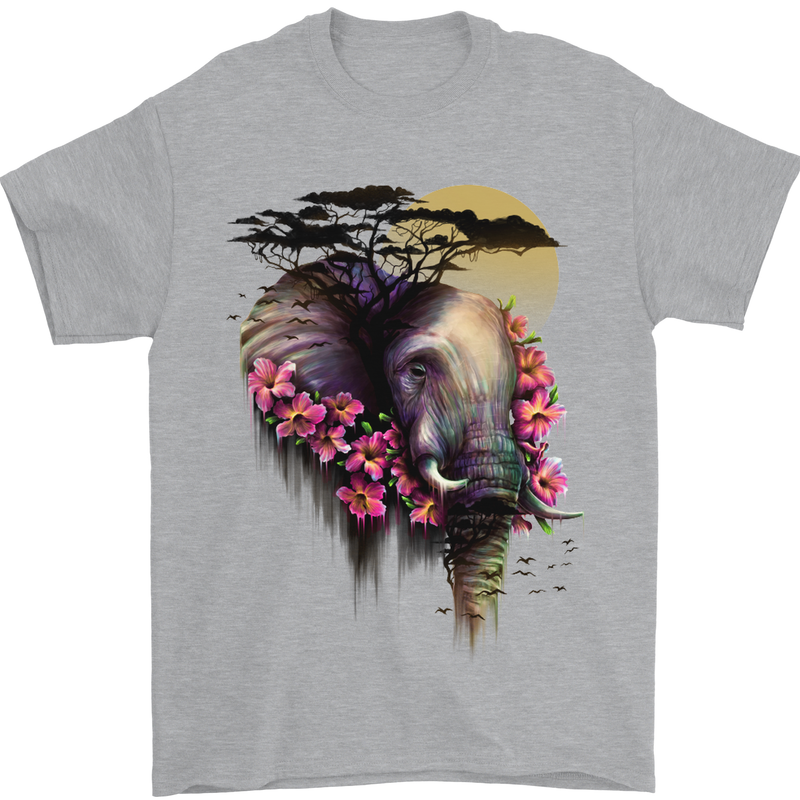 African Elephant Ecology Mens T-Shirt Cotton Gildan Sports Grey