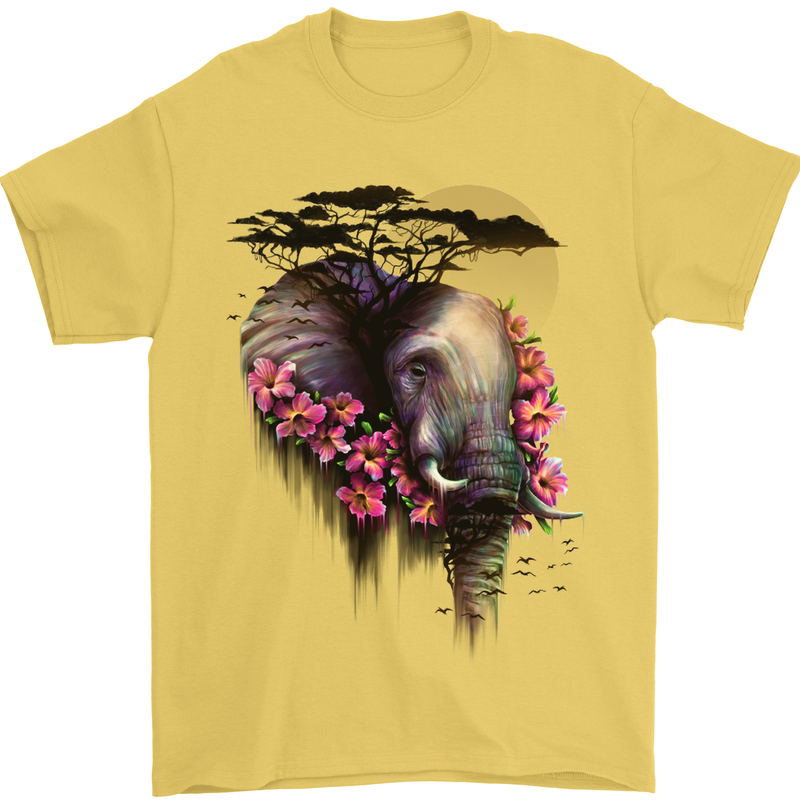 African Elephant Ecology Mens T-Shirt Cotton Gildan Yellow