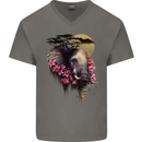 African Elephant Ecology Mens V-Neck Cotton T-Shirt Charcoal