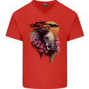 African Elephant Ecology Mens V-Neck Cotton T-Shirt Red