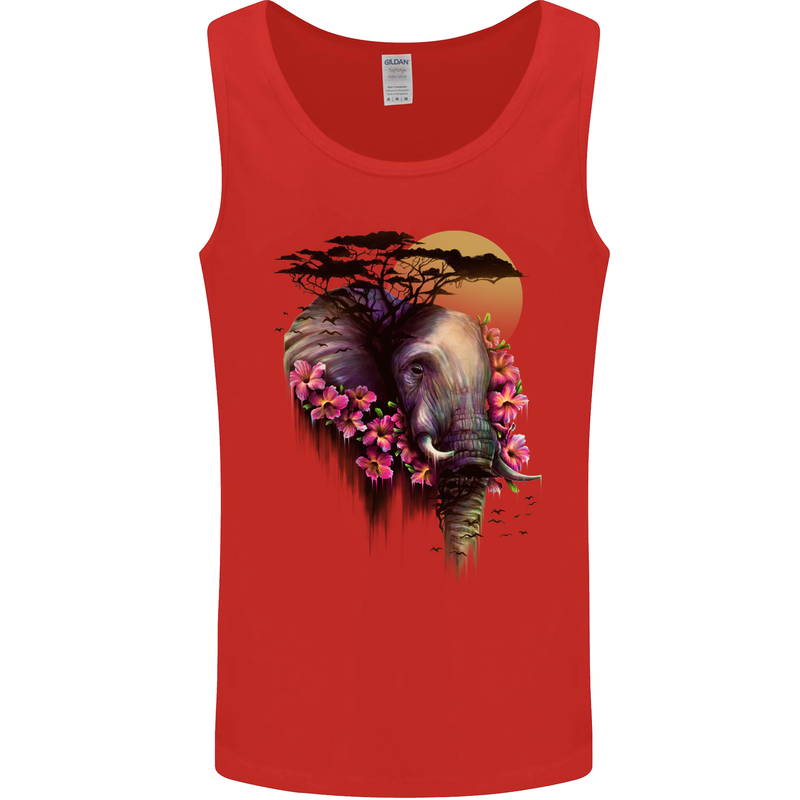 African Elephant Ecology Mens Vest Tank Top Red
