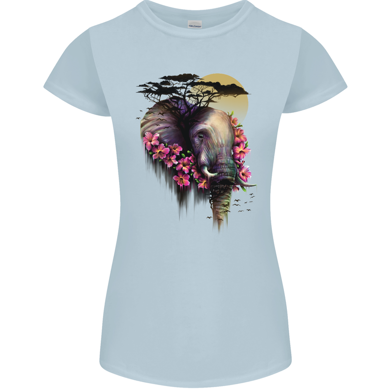 African Elephant Ecology Womens Petite Cut T-Shirt Light Blue