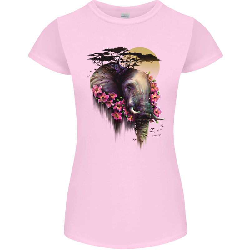 African Elephant Ecology Womens Petite Cut T-Shirt Light Pink
