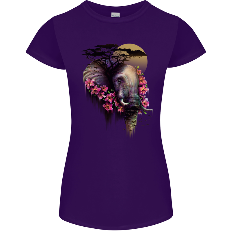 African Elephant Ecology Womens Petite Cut T-Shirt Purple