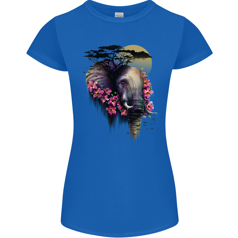 African Elephant Ecology Womens Petite Cut T-Shirt Royal Blue