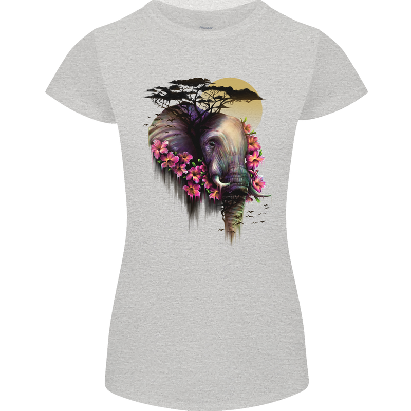 African Elephant Ecology Womens Petite Cut T-Shirt Sports Grey