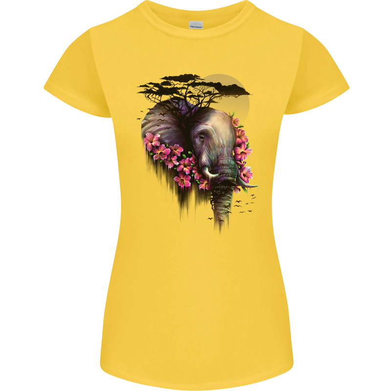 African Elephant Ecology Womens Petite Cut T-Shirt Yellow