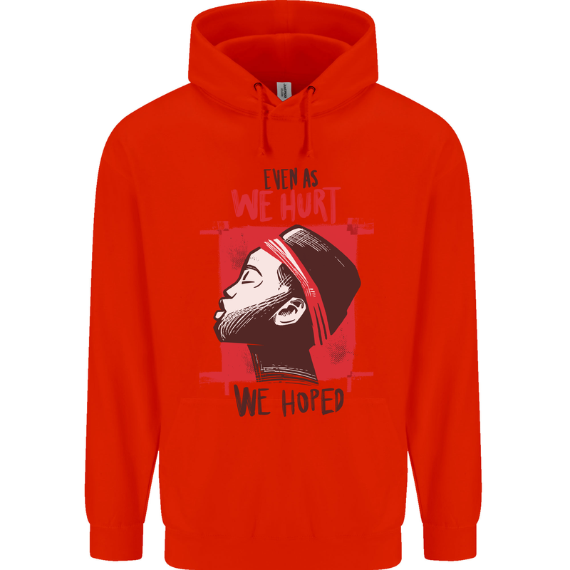 African Woman Even When We Hurt We Hoped Mens 80% Cotton Hoodie Bright Red