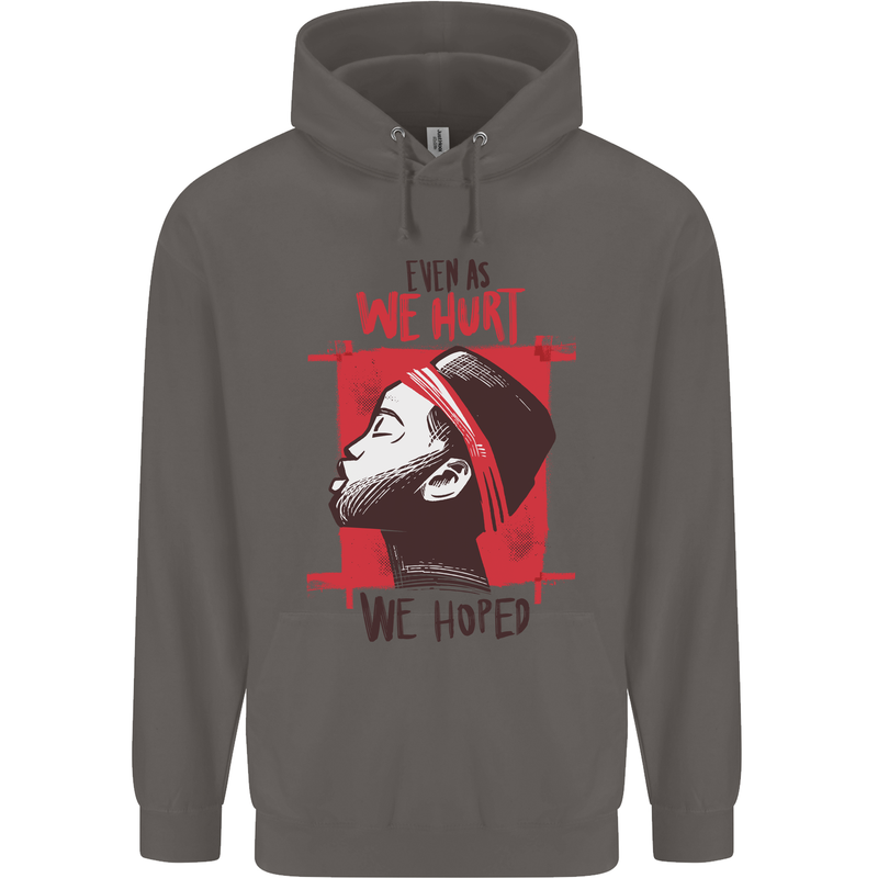 African Woman Even When We Hurt We Hoped Mens 80% Cotton Hoodie Charcoal