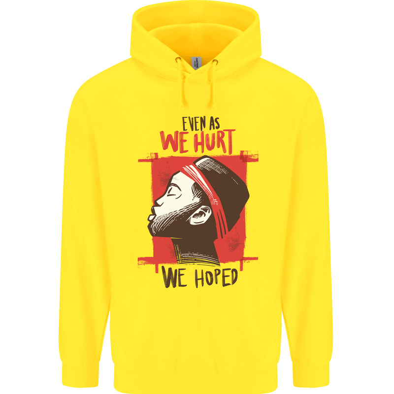 African Woman Even When We Hurt We Hoped Mens 80% Cotton Hoodie Yellow