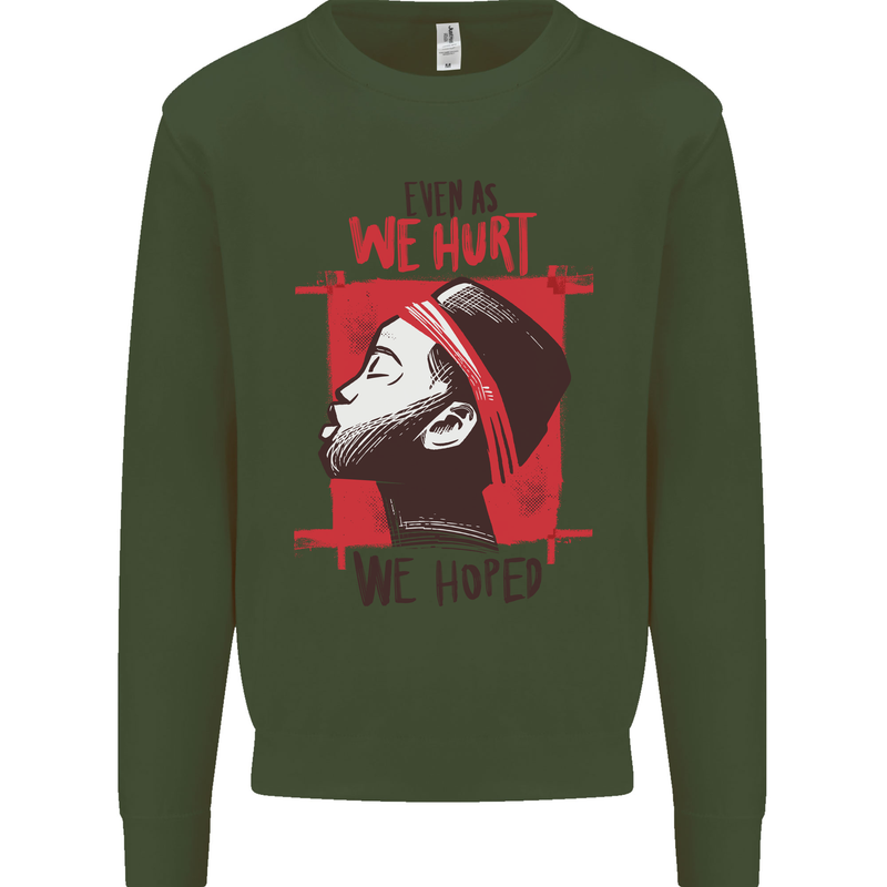 African Woman Even When We Hurt We Hoped Mens Sweatshirt Jumper Forest Green