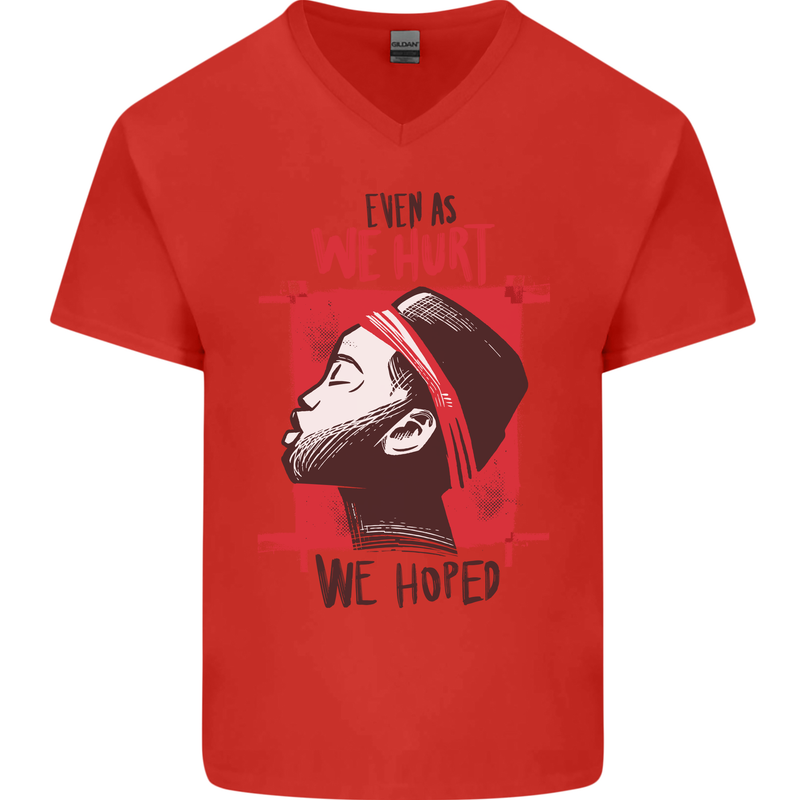 African Woman Even When We Hurt We Hoped Mens V-Neck Cotton T-Shirt Red