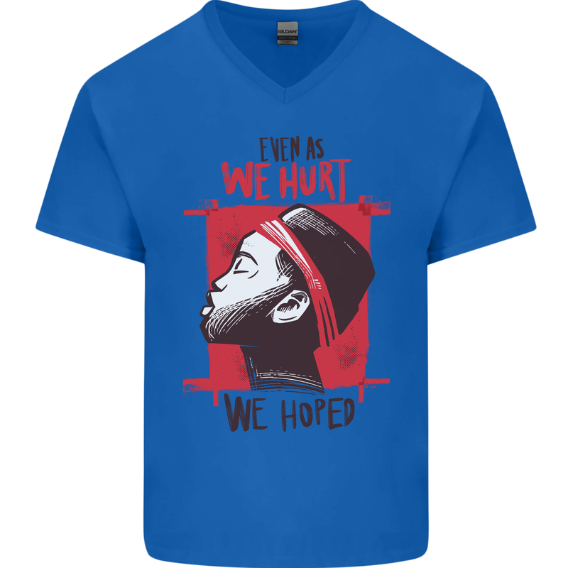 African Woman Even When We Hurt We Hoped Mens V-Neck Cotton T-Shirt Royal Blue