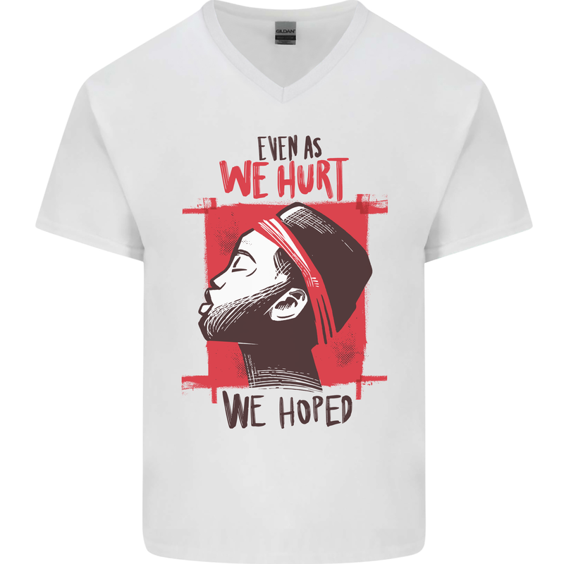 African Woman Even When We Hurt We Hoped Mens V-Neck Cotton T-Shirt White