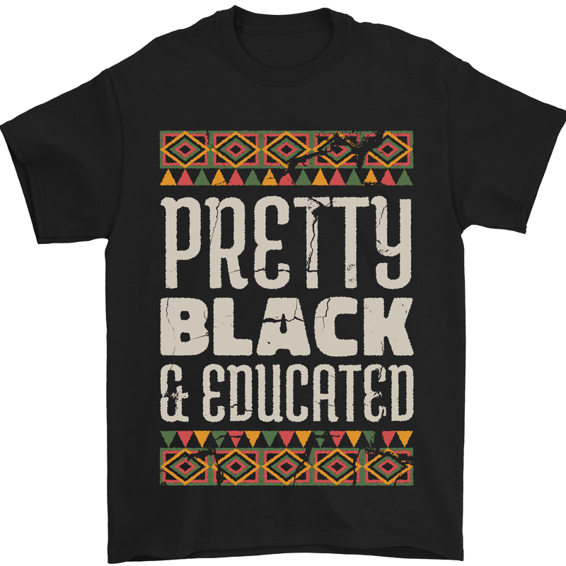 African Woman Pretty Black & Educated Mens T-Shirt Cotton Gildan Black