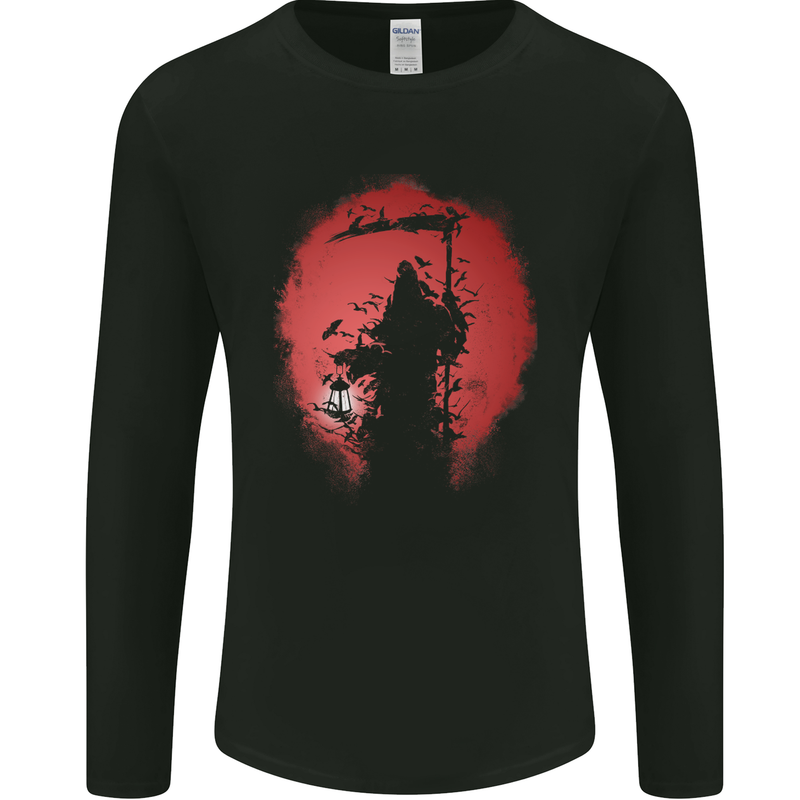Afterlife Grim Reaper Death Gothic Skull Mens Long Sleeve T-Shirt Black