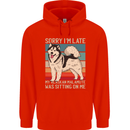 Alaskan Dog Sorry I'm Late Childrens Kids Hoodie Bright Red