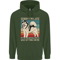 Alaskan Dog Sorry I'm Late Childrens Kids Hoodie Forest Green