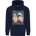 Alaskan Dog Sorry I'm Late Childrens Kids Hoodie Navy Blue
