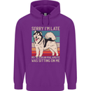 Alaskan Dog Sorry I'm Late Childrens Kids Hoodie Purple