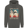 Alaskan Dog Sorry I'm Late Childrens Kids Hoodie Storm Grey