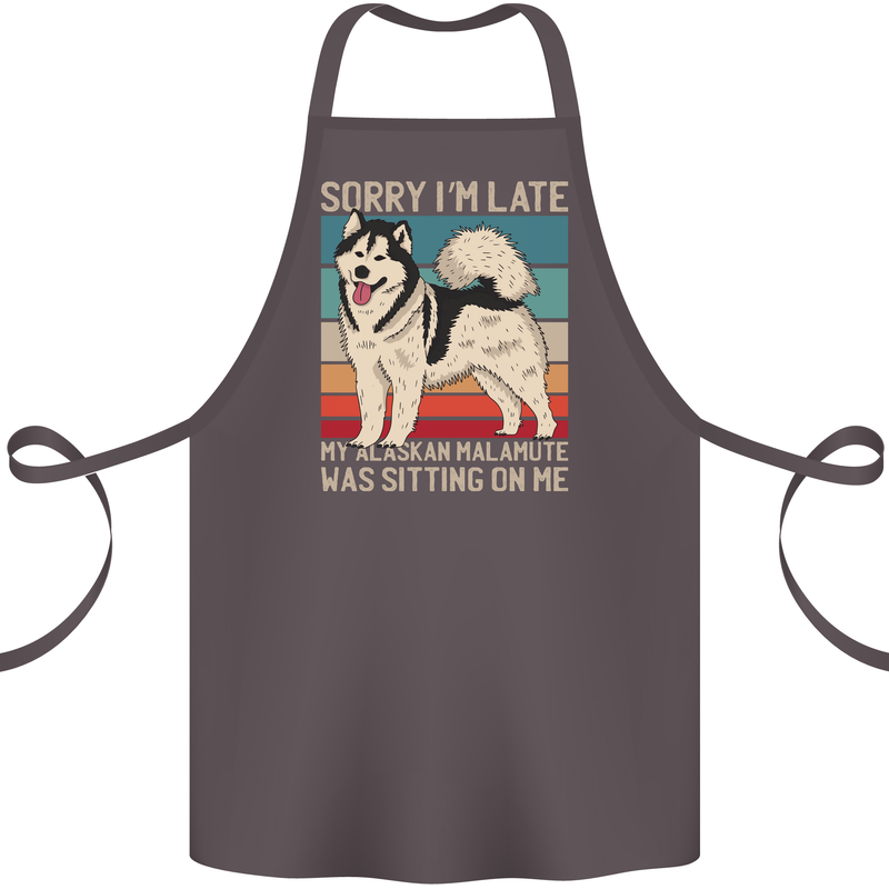 Alaskan Dog Sorry I'm Late Cotton Apron 100% Organic Dark Grey