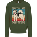 Alaskan Dog Sorry I'm Late Kids Sweatshirt Jumper Forest Green