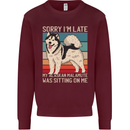 Alaskan Dog Sorry I'm Late Kids Sweatshirt Jumper Maroon