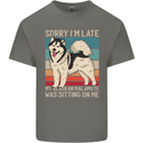 Alaskan Dog Sorry I'm Late Mens Cotton T-Shirt Tee Top Charcoal