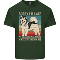 Alaskan Dog Sorry I'm Late Mens Cotton T-Shirt Tee Top Forest Green