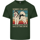 Alaskan Dog Sorry I'm Late Mens Cotton T-Shirt Tee Top Forest Green