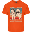 Alaskan Dog Sorry I'm Late Mens Cotton T-Shirt Tee Top Orange