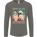 Alaskan Dog Sorry I'm Late Mens Long Sleeve T-Shirt Charcoal