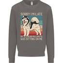 Alaskan Dog Sorry I'm Late Mens Sweatshirt Jumper Charcoal