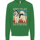 Alaskan Dog Sorry I'm Late Mens Sweatshirt Jumper Irish Green