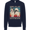 Alaskan Dog Sorry I'm Late Mens Sweatshirt Jumper Navy Blue