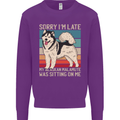 Alaskan Dog Sorry I'm Late Mens Sweatshirt Jumper Purple