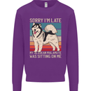 Alaskan Dog Sorry I'm Late Mens Sweatshirt Jumper Purple