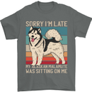 Alaskan Dog Sorry I'm Late Mens T-Shirt 100% Cotton Charcoal