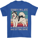 Alaskan Dog Sorry I'm Late Mens T-Shirt 100% Cotton Royal Blue