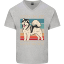 Alaskan Dog Sorry I'm Late Mens V-Neck Cotton T-Shirt Sports Grey